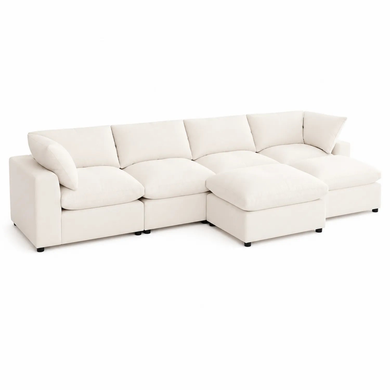 Canapé d'angle modulable en tissu Beige 300cm