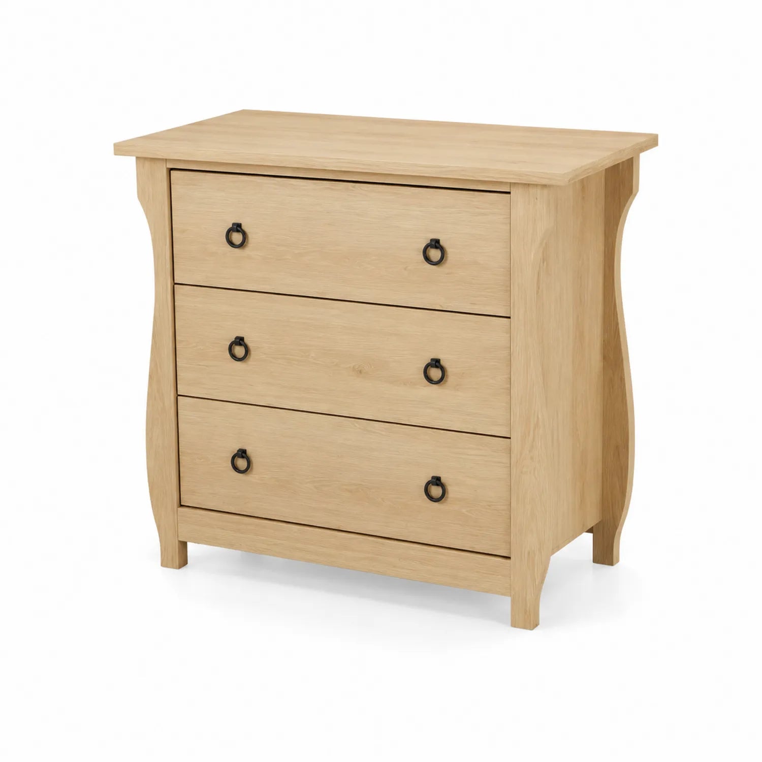 Commode en bois de chêne à trois tiroirs naturel