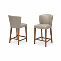 Lot de 2 tabourets de bar en bois et similicuir Beige, hauteur 75 cm