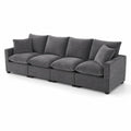 Canapé modulable 4 places en tissu gris