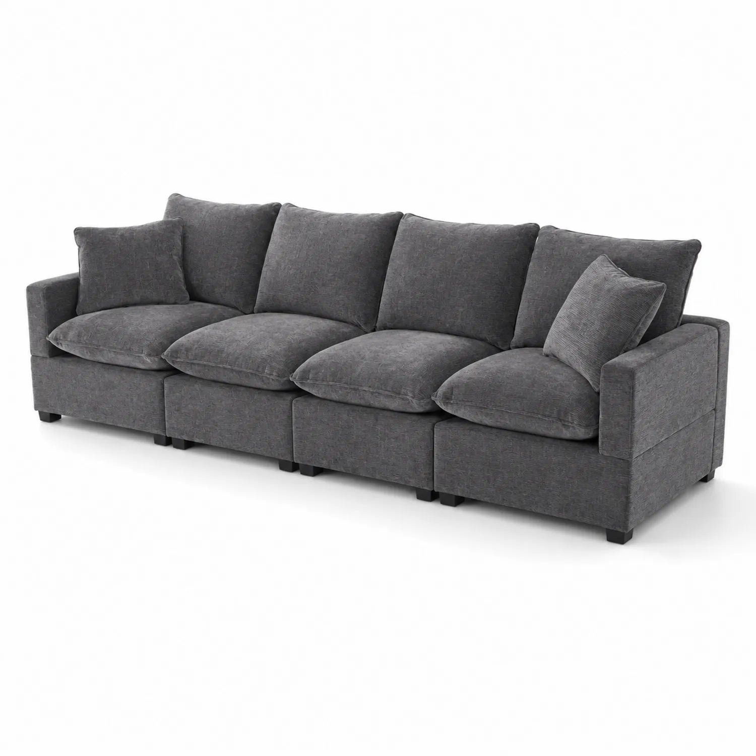 Canapé modulable 4 places en tissu gris