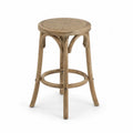 Tabouret en bois de chêne avec assise en rotin, hauteur 65 cm