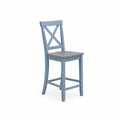 Chaise de Bar en Bois Bleu avec Dossier Croisé