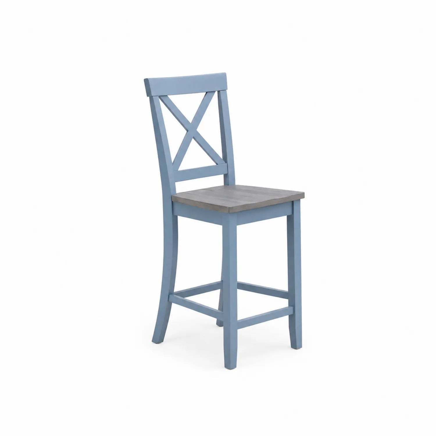 Chaise de Bar en Bois Bleu avec Dossier Croisé