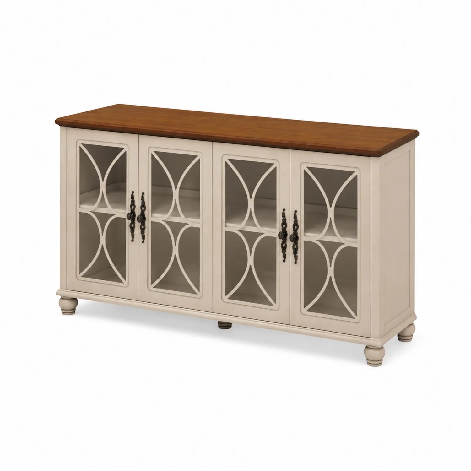 Buffet en bois avec portes en verre trempé 160x45x85 cm