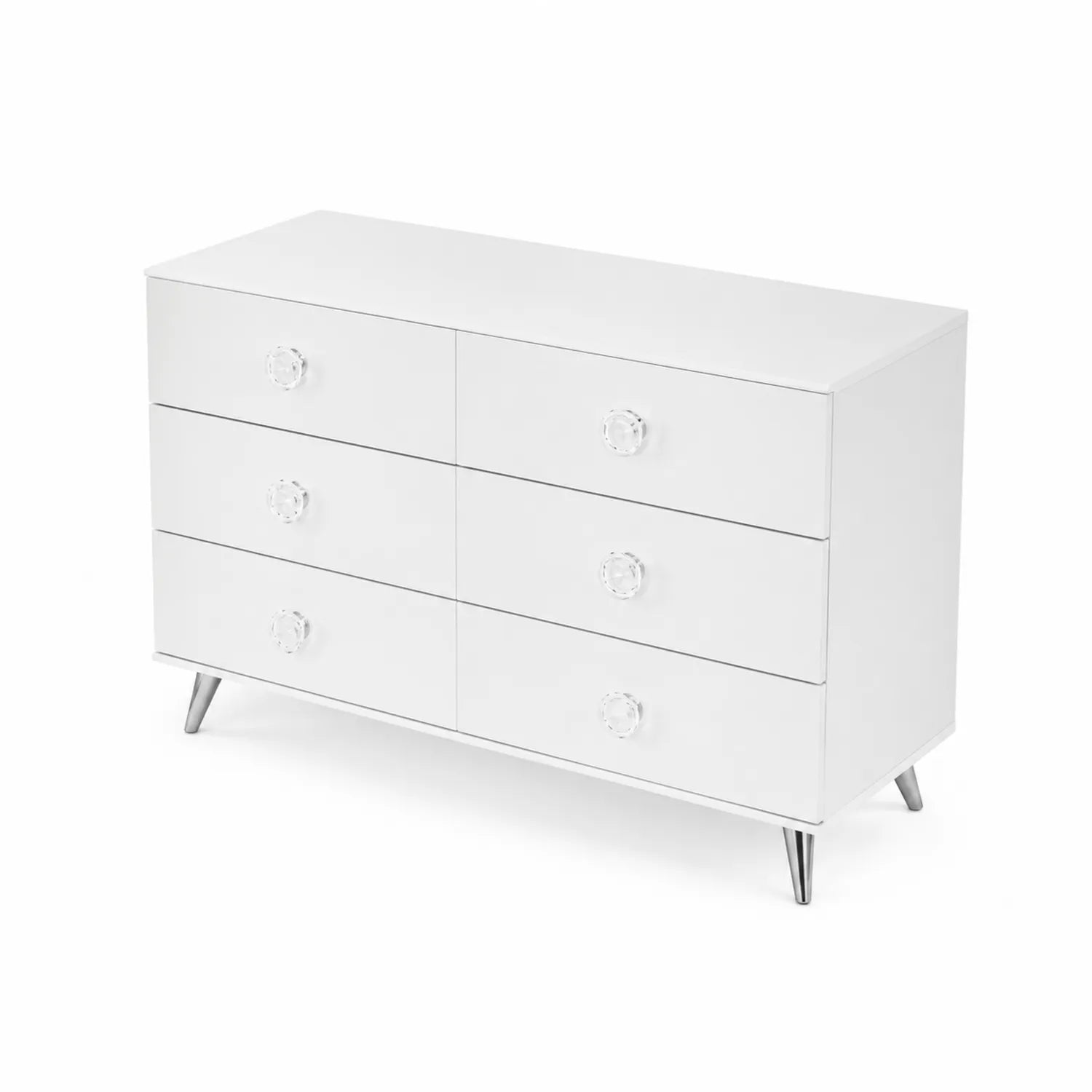 Commode 6 tiroirs en bois et métal Blanc