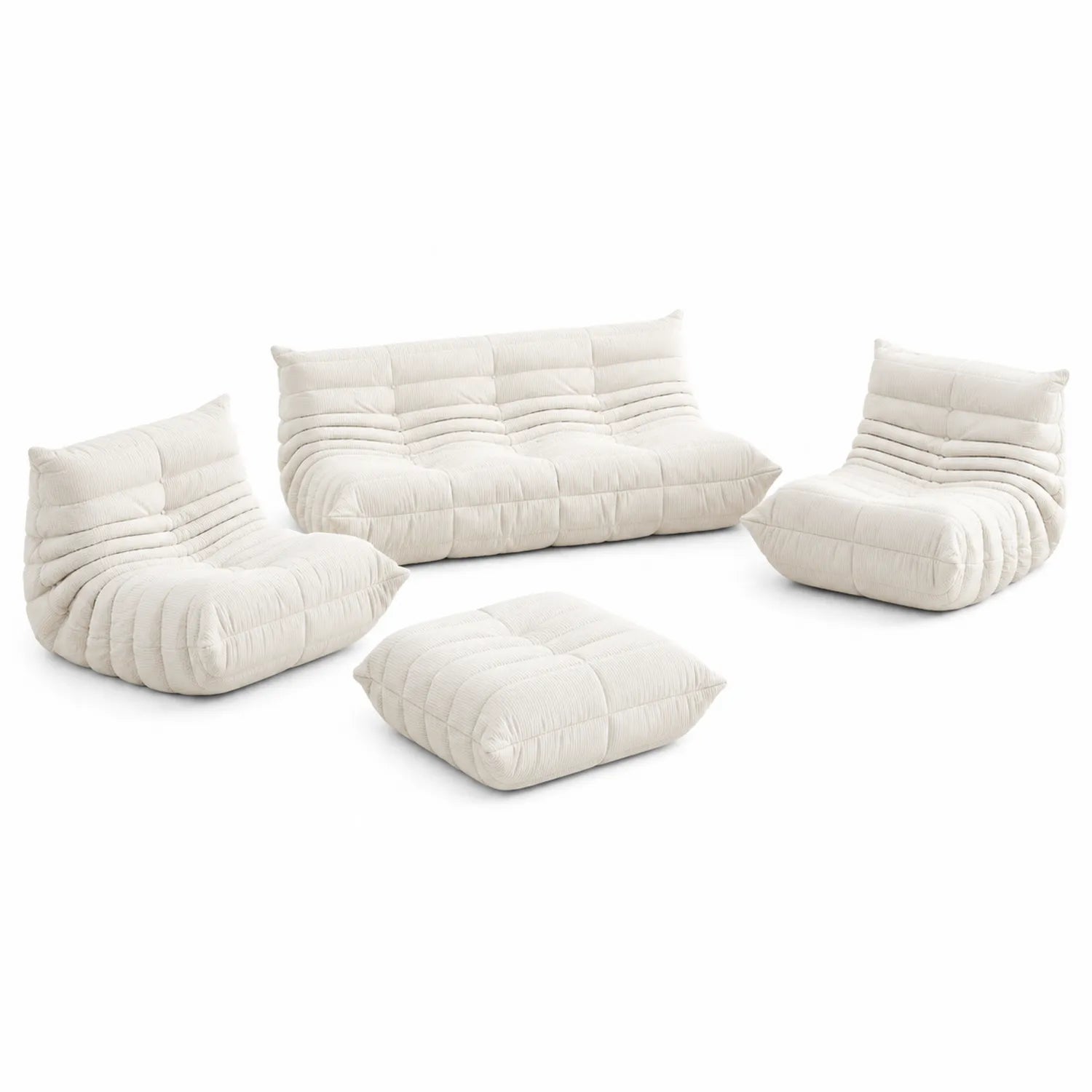Ensemble de canapé en tissu chenille beige sans accoudoirs