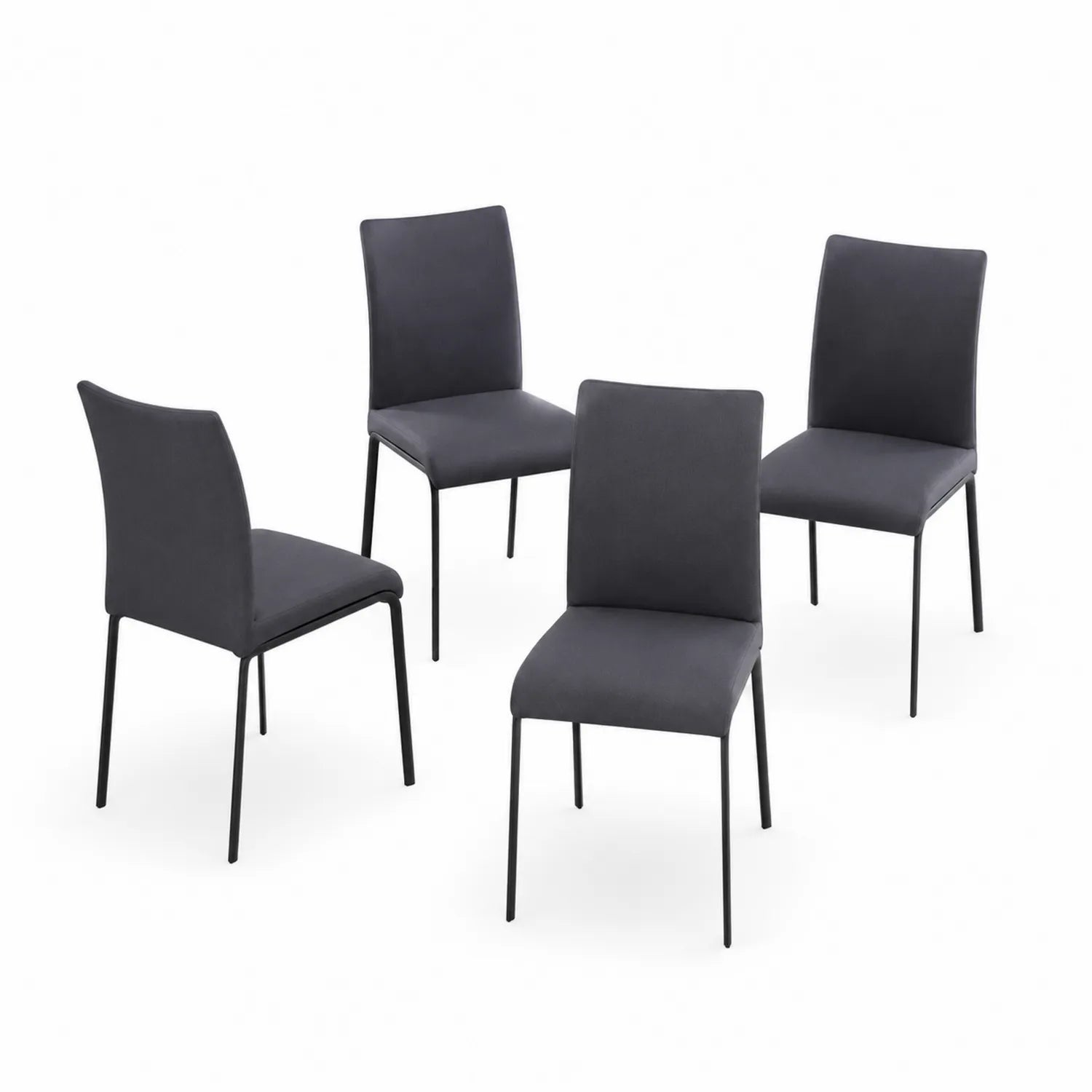 Ensemble de 4 chaises en métal et polyester Gris foncé