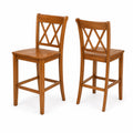 Lot de 2 Tabourets de Bar en Bois avec Dossier Croisé