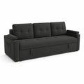 Canapé convertible en tissu 3 places Gris Foncé