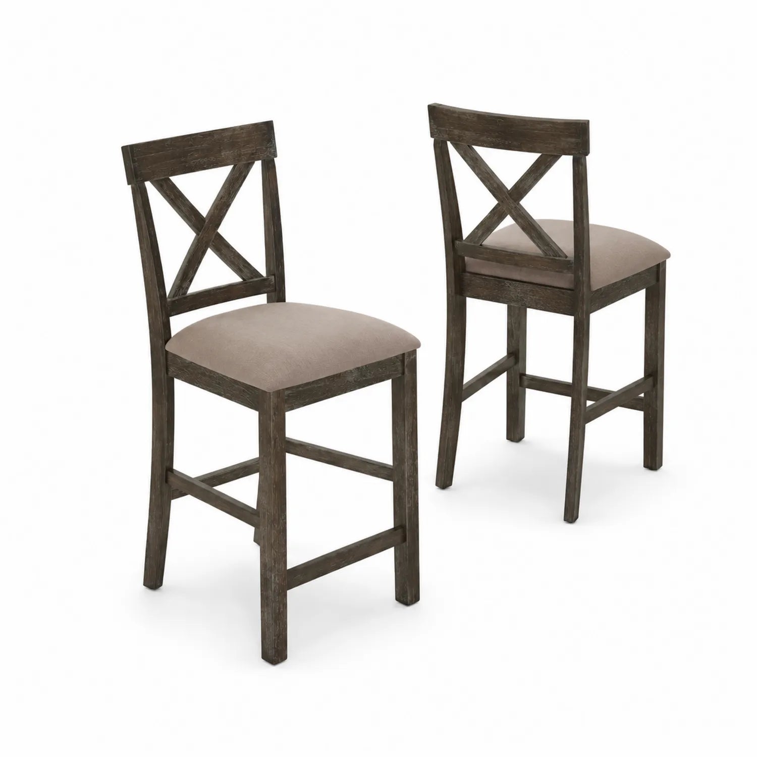 Lot de 2 chaises en bois avec assise en polyester beige