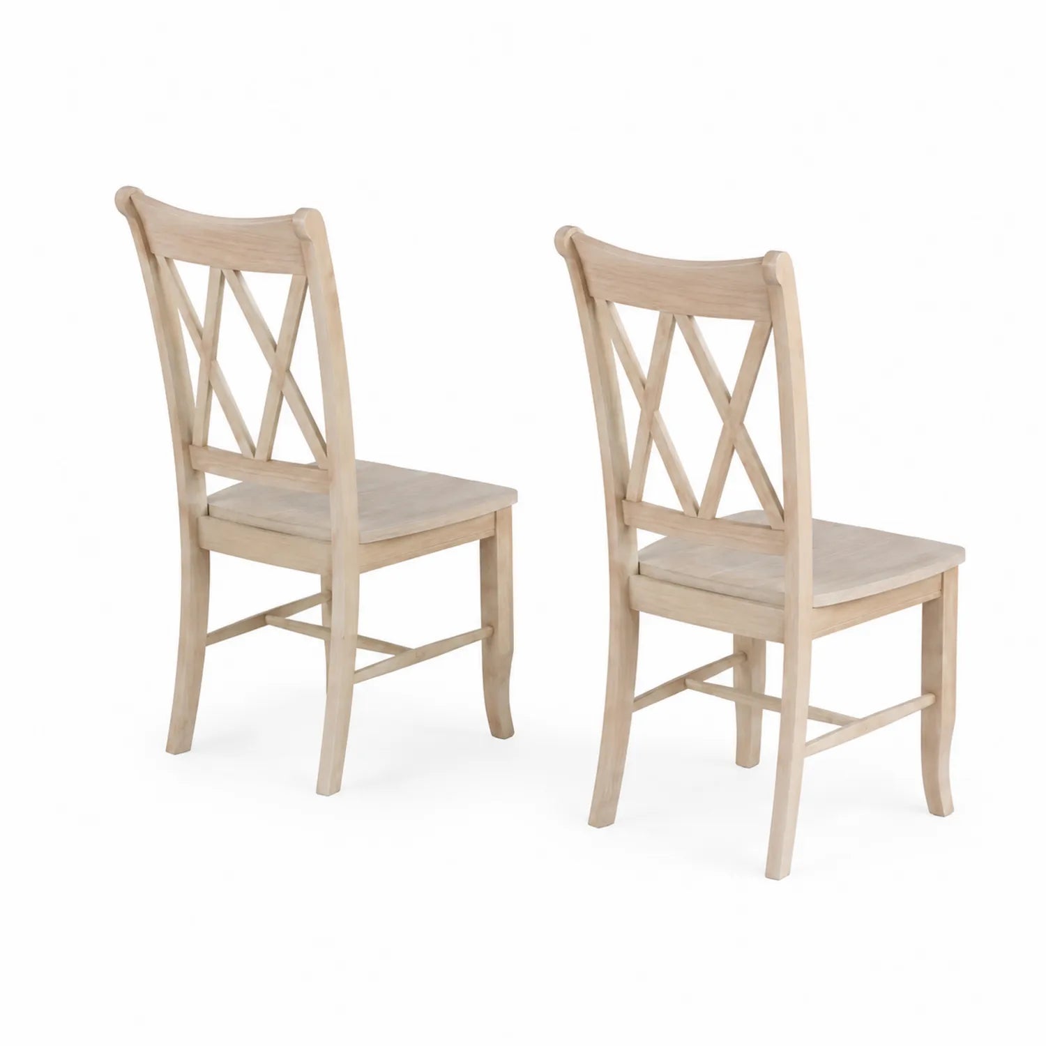 Lot de 2 chaises en bois massif avec dossier croisé