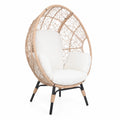 Fauteuil en rotin synthétique avec coussins blancs