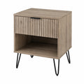 Table de chevet en bois avec tiroir et étagère