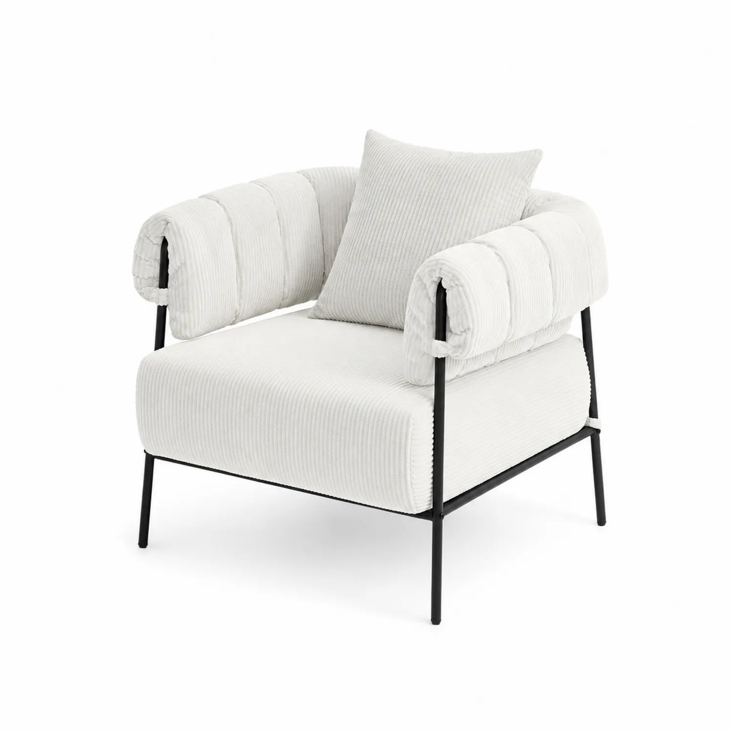 Fauteuil en velours côtelé avec cadre en métal
