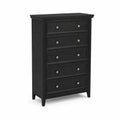 Commode 5 tiroirs en bois noir avec poignées en métal