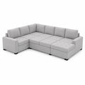 Canapé d'angle modulable en tissu gris clair