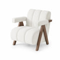Fauteuil en Bois et Tissu Blanc