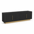 Meuble TV en MDF noir et acier inoxydable doré 180x40x50 cm