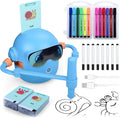 Robot Dessinateur Interactif MMOBIEL pour Enfants - Pictobot Éducatif avec 100 Cartes, Guide Vocal, 12 Feutres et Batterie USB-C - Cadeau Idéal Filles et Garçons 3-9 Ans - Bleu