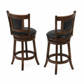 Tabourets de Bar en Bois et Cuir Synthétique Noir, Lot de 2