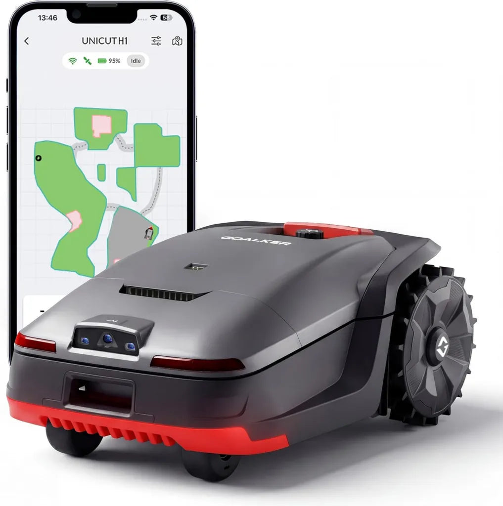 Tondeuse Robot Autonome AI avec Double LiDAR et Caméra, Contrôle App, Évitement Intelligent, Pente 45%
