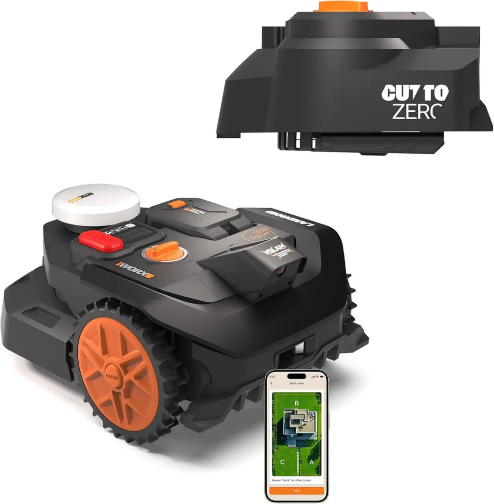 Robot Tondeuse WORX Vision 2WD 400 m² sans Fil Périphérique, Navigation IA