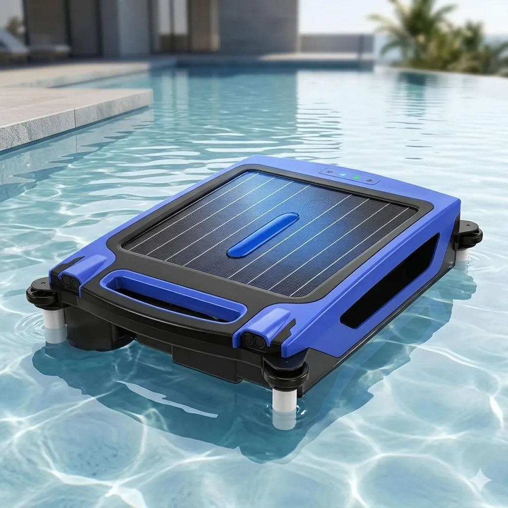 Robot Écumeur Solaire pour Piscine avec IA, Autonomie 35h, Capacité de 4L, Contrôle via Application