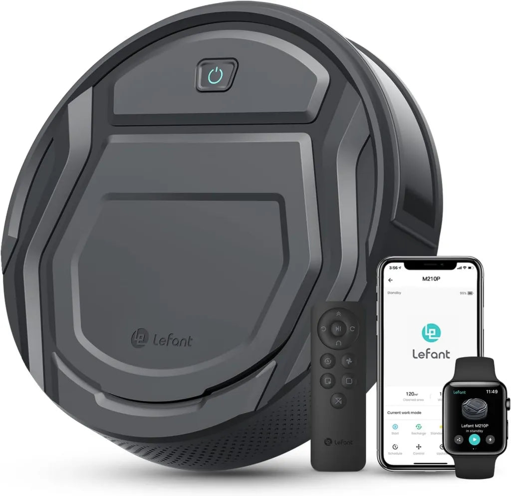 Aspirateur Robot Lefant M210P, 2200Pa, Ultra-Mince et Silencieux, 6 Modes, Autonomie 120min, Connectivité WiFi et Bluetooth, Compatible Alexa, Parfait pour Poils d'Animaux, Sols Durs et Tapis