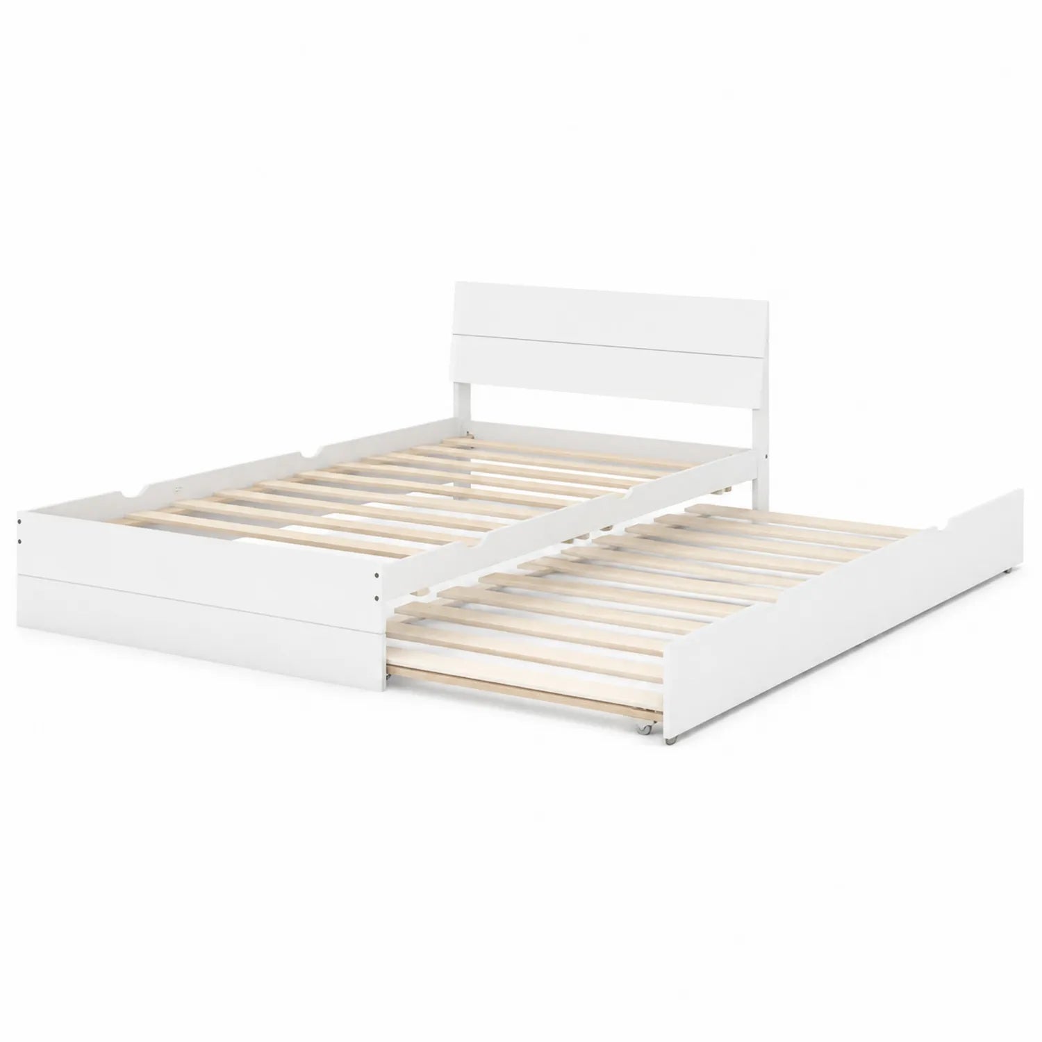 Lit gigogne en bois blanc 200x160 cm