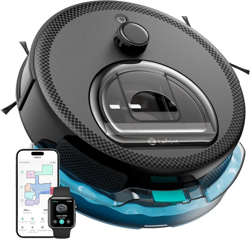 Aspirateur Robot Lefant M330 Pro 3 en 1, 5000Pa, Navigation Avancée, Cartographie Intelligente, Zones Définissables, Évitement d'Obstacles, 150min d'Autonomie, Compatible Alexa/APP/WiFi