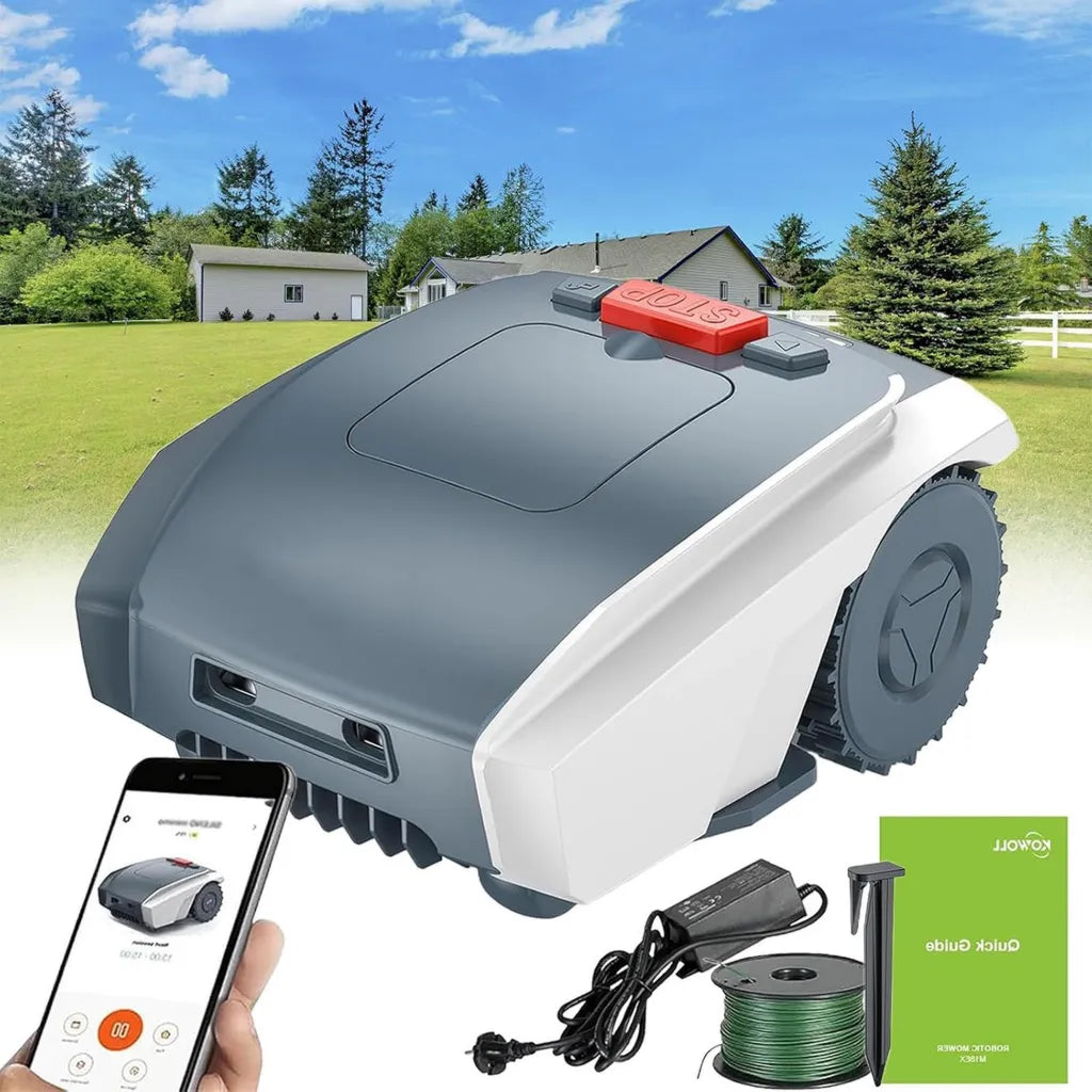 Robot tondeuse automatique avec application, trajectoire en U, recharge autonome, Wi-Fi et Bluetooth pour entretien optimal du jardin