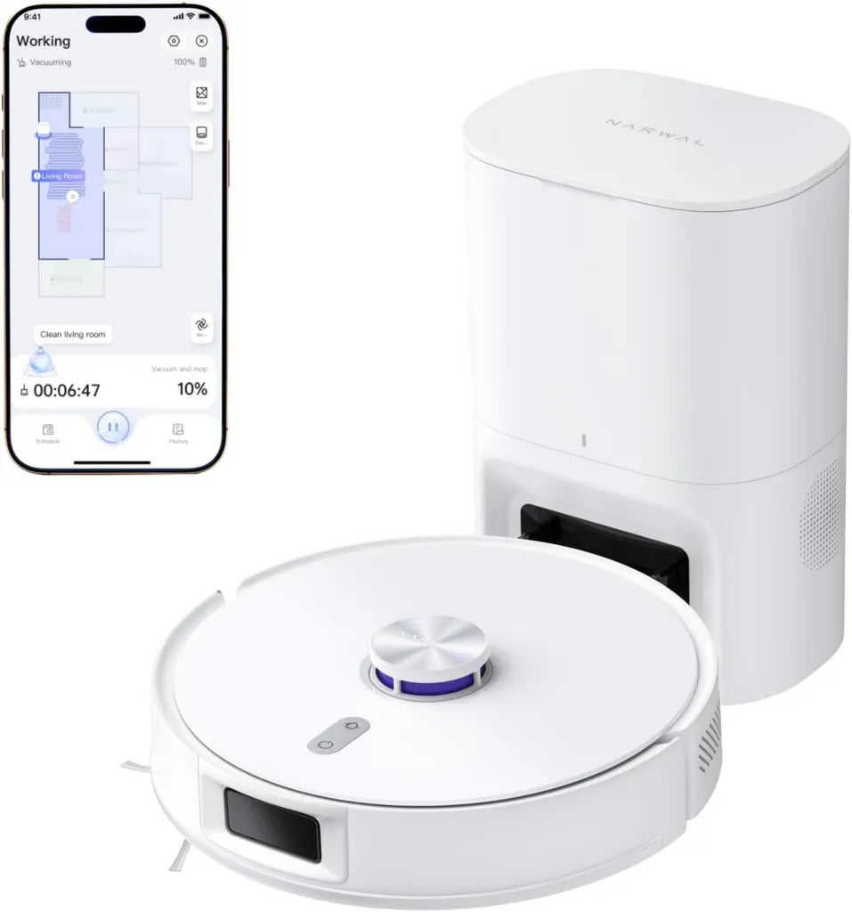 Aspirateur Robot NARWAL Freo S, Puissance 8000 Pa, Autonettoyage 180 Jours, Navigation Intelligente LDS, Contrôle via Application, Idéal Moquettes et Animaux