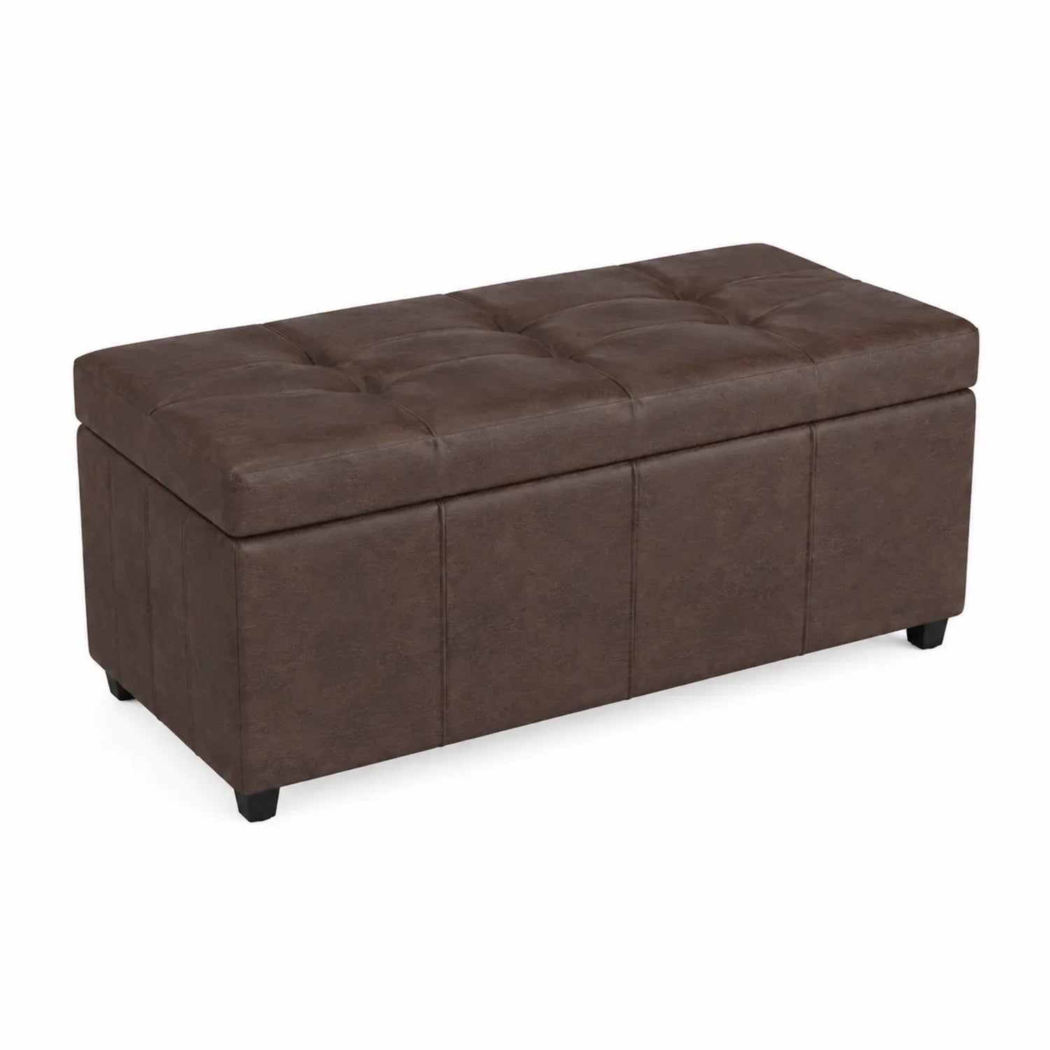 Banc coffre en cuir synthétique Marron