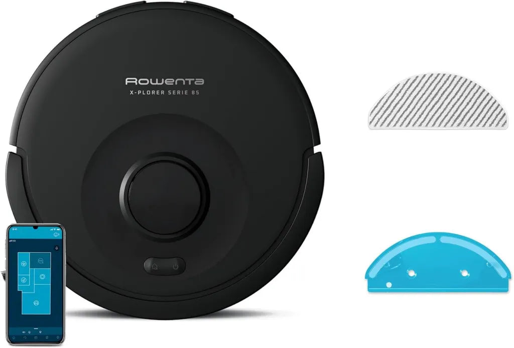 Aspirateur Robot Rowenta Série 85, Aspiration Puissante, Navigation Laser 360°, Nettoyage Intelligent, Modèle RR87C5FE, Noir