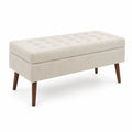 Banc en Lin Beige avec Rangement