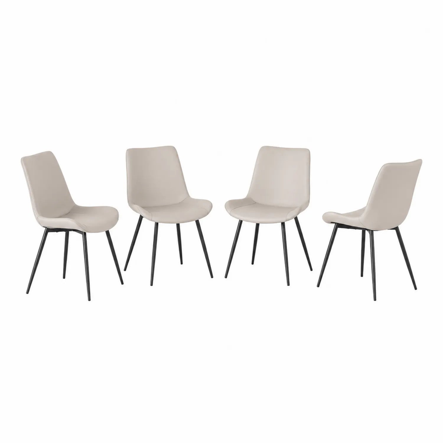 Ensemble de 4 chaises en similicuir beige avec pieds en métal