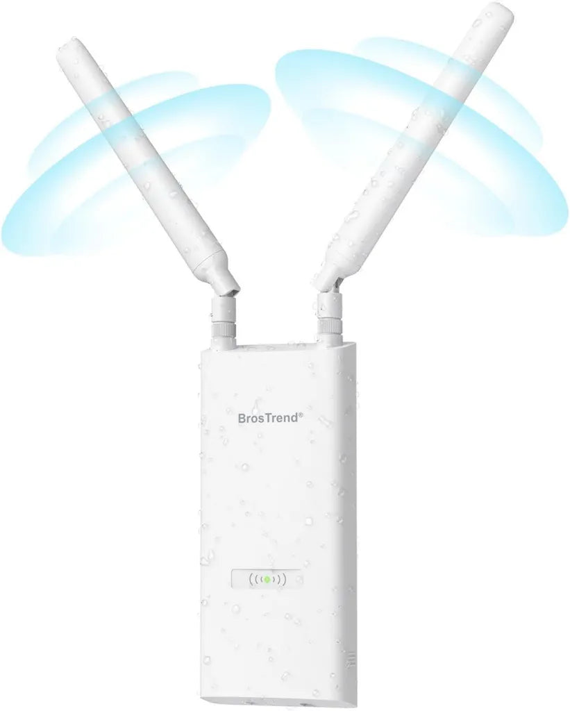 Répéteur WiFi Extérieur BrosTrend AC1200, Double Bande 867Mbps/300Mbps, Étanche IP65, Compatible POE Gigabit, Amplification Sans Fil pour Jardin et Caméra