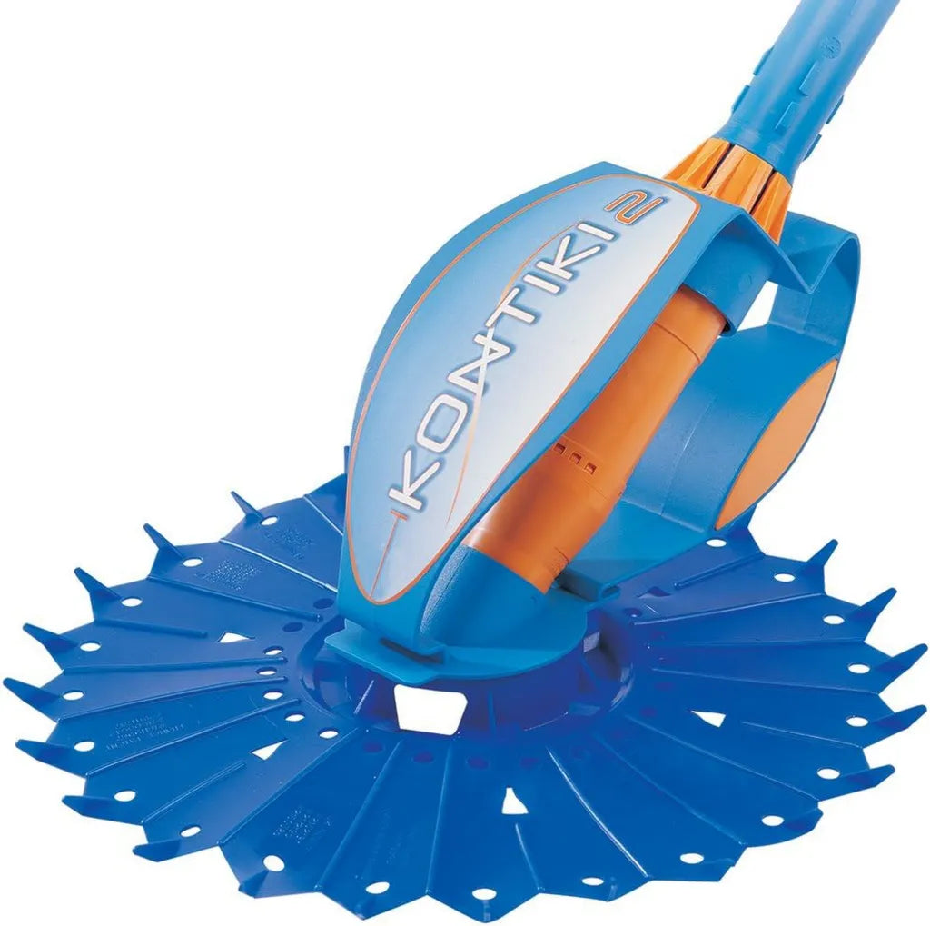 Robot de Piscine Zodiac Kontiki 2, Nettoyage Hydraulique du Fond, Compatible Piscines Jusqu'à 8x4 m, Aspiration à Diaphragme, Modèle Bleu/Orange