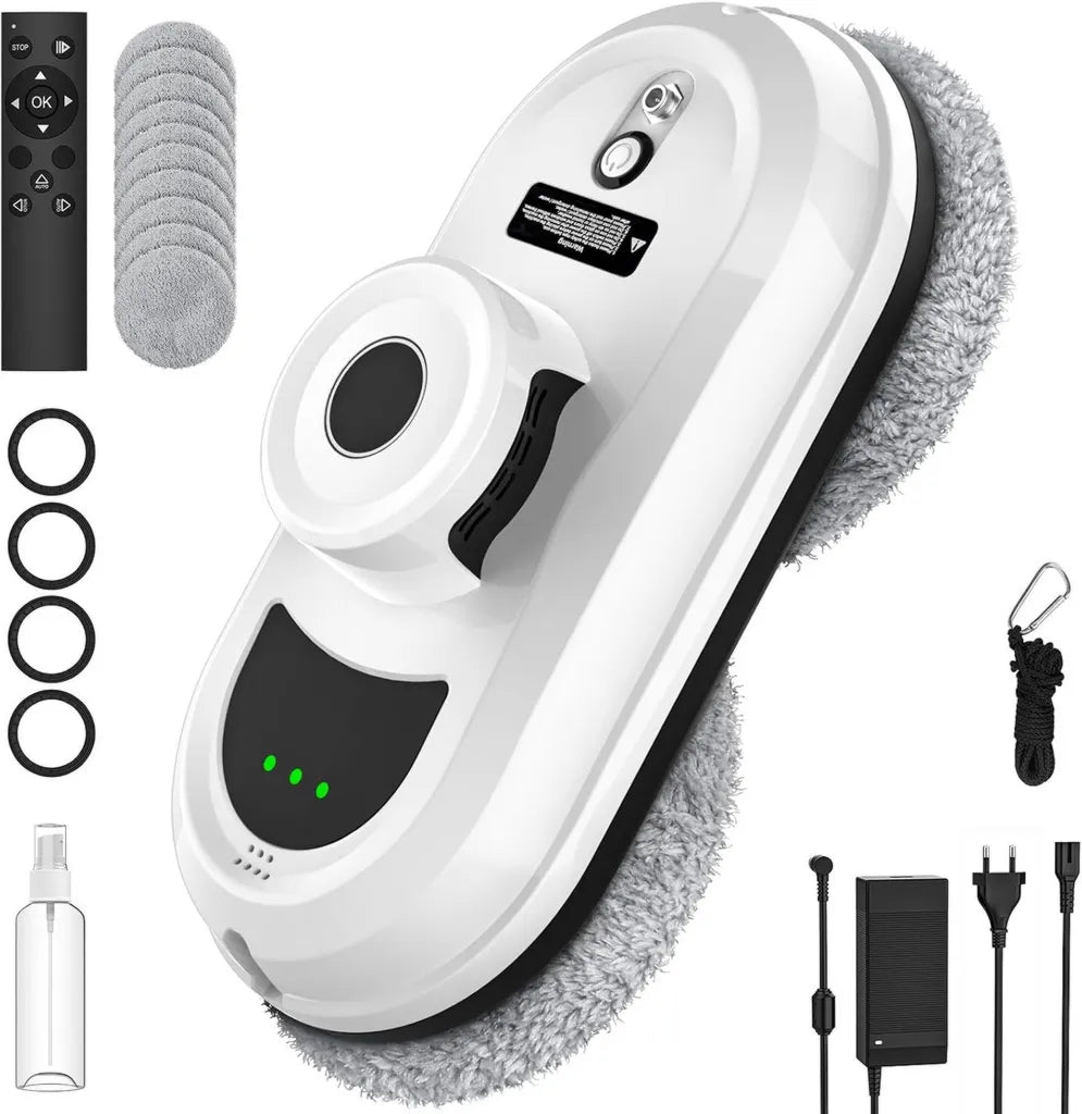 Robot Lave-Vitre Automatique 5600Pa avec Pulvérisation d'Eau, 3 Modes de Nettoyage et Sécurité Intelligente