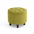 Pouf rond en velours avec pieds en bois 40 cm