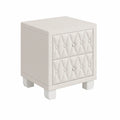 Table de chevet en bois avec 2 tiroirs en similicuir Blanc