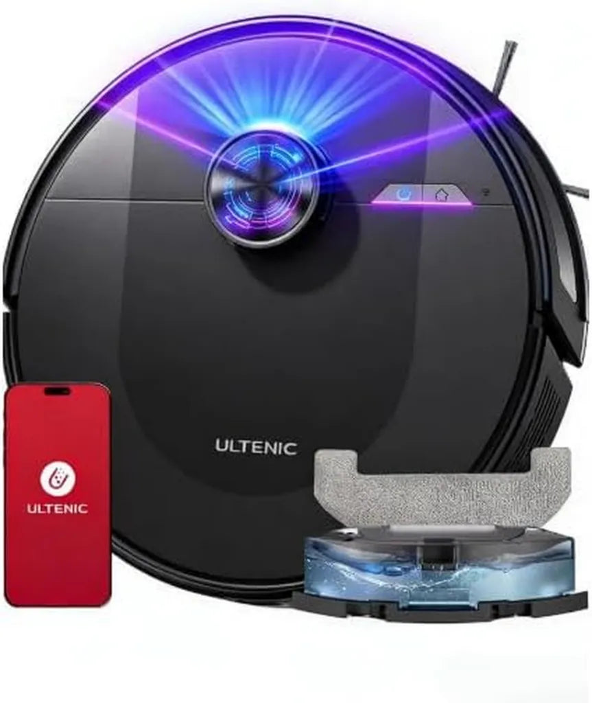 Robot Aspirateur Ultenic avec Lavage, 8000Pa, LiDAR, 55dB, HEPA, Compatible Alexa