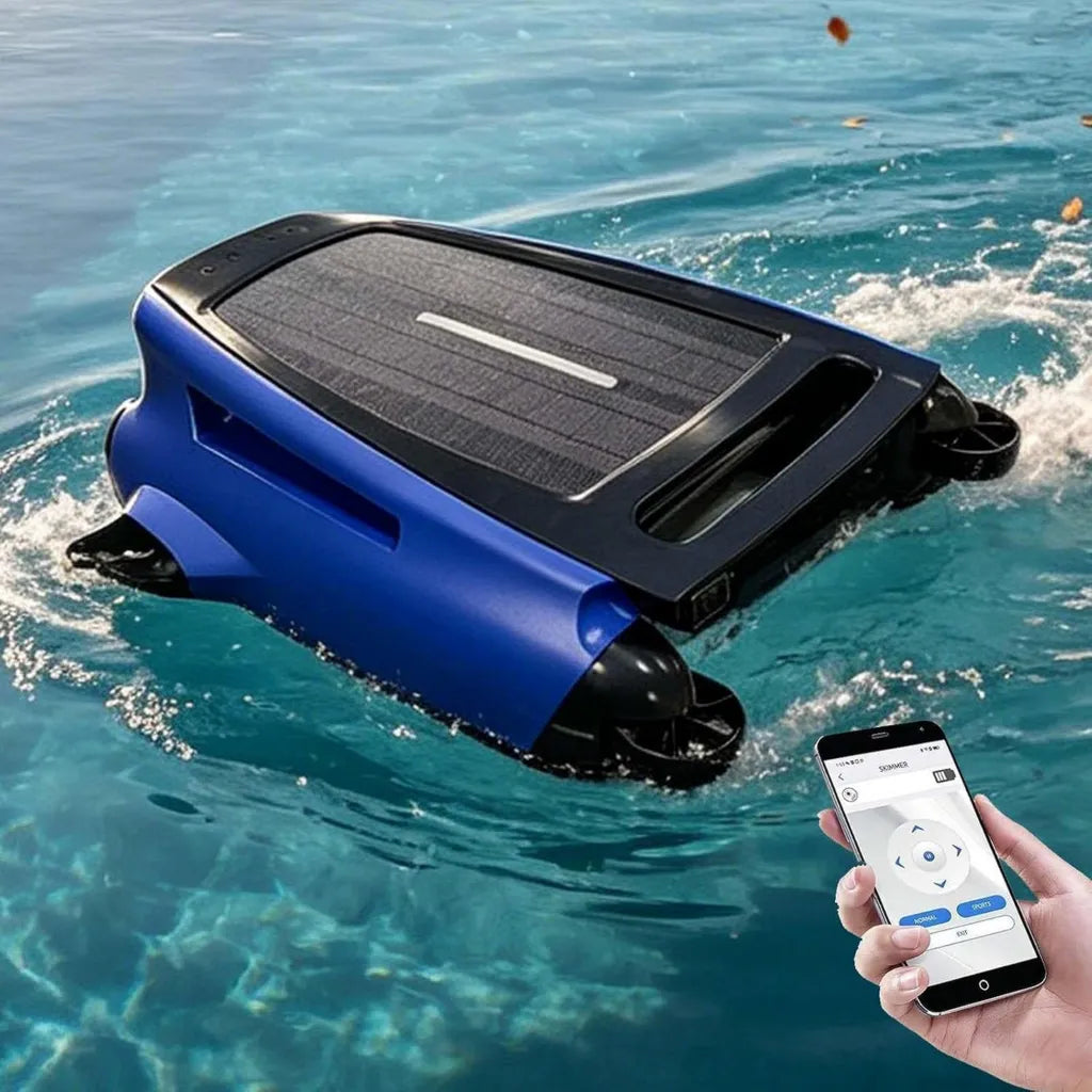 Robot Nettoyeur de Piscine Solaire Sans Fil – Contrôle via Application, Autonomie 20h, Batterie 5200mAh, Filtre 450μm