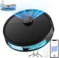 Robot Aspirateur Intelligent 5000 Pa avec Navigation LiDAR, Nettoyage 2 en 1, Contrôle via WiFi et Commandes Vocales, Autonomie 120 Min, Évitement d'Obstacles, Idéal pour Poils d'Animaux - Noir