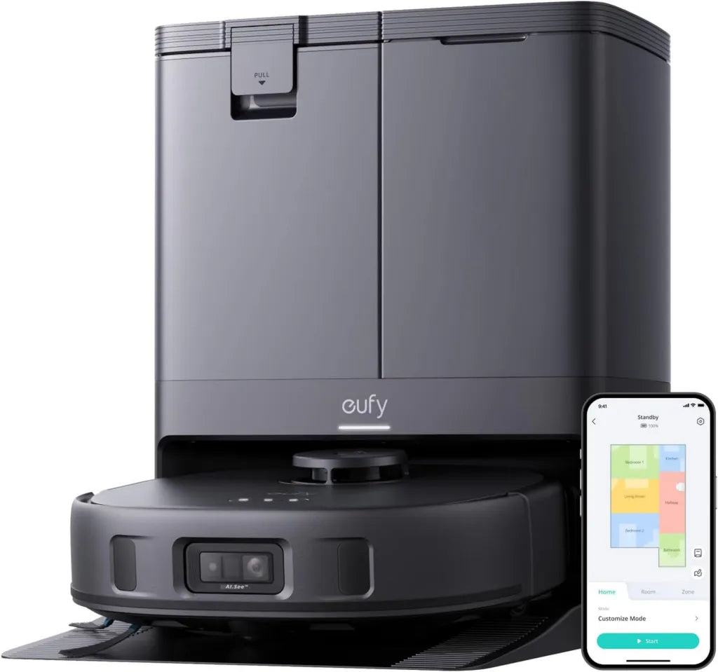 Aspirateur Robot Eufy X10 Pro avec Station Intelligente, 8000 Pa, Lavage et Séchage Automatique, Système d'Autovidange et Remplissage Automatique, Navigation Anti-Obstacle (Noir)