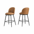 Tabourets de Bar en Cuir Synthétique Marron et Métal, Lot de 2
