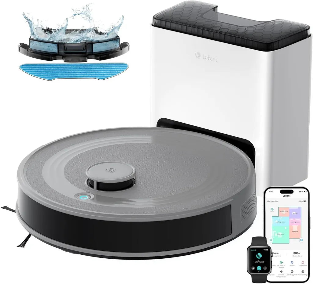 Lefant M2S Plus Robot Aspirateur Laveur 10000Pa avec Vidange Automatique et Alexa