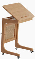 Étagère Mobile pour Aspirateur Robot avec Roulettes, Table de Nuit en Rotin pour Salon, Cuisine et Bureau – Rangement Élégant pour Maison Connectée