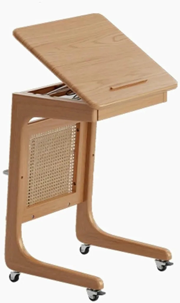Étagère Mobile pour Aspirateur Robot avec Roulettes, Table de Nuit en Rotin pour Salon, Cuisine et Bureau – Rangement Élégant pour Maison Connectée